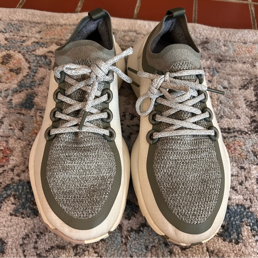 Allbirds Green and Tan Knit Sneakers